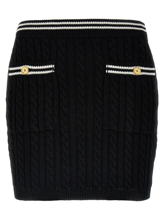 Bicolor Cotton Long Skirt