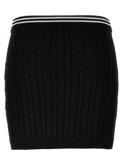 Bicolor Cotton Long Skirt