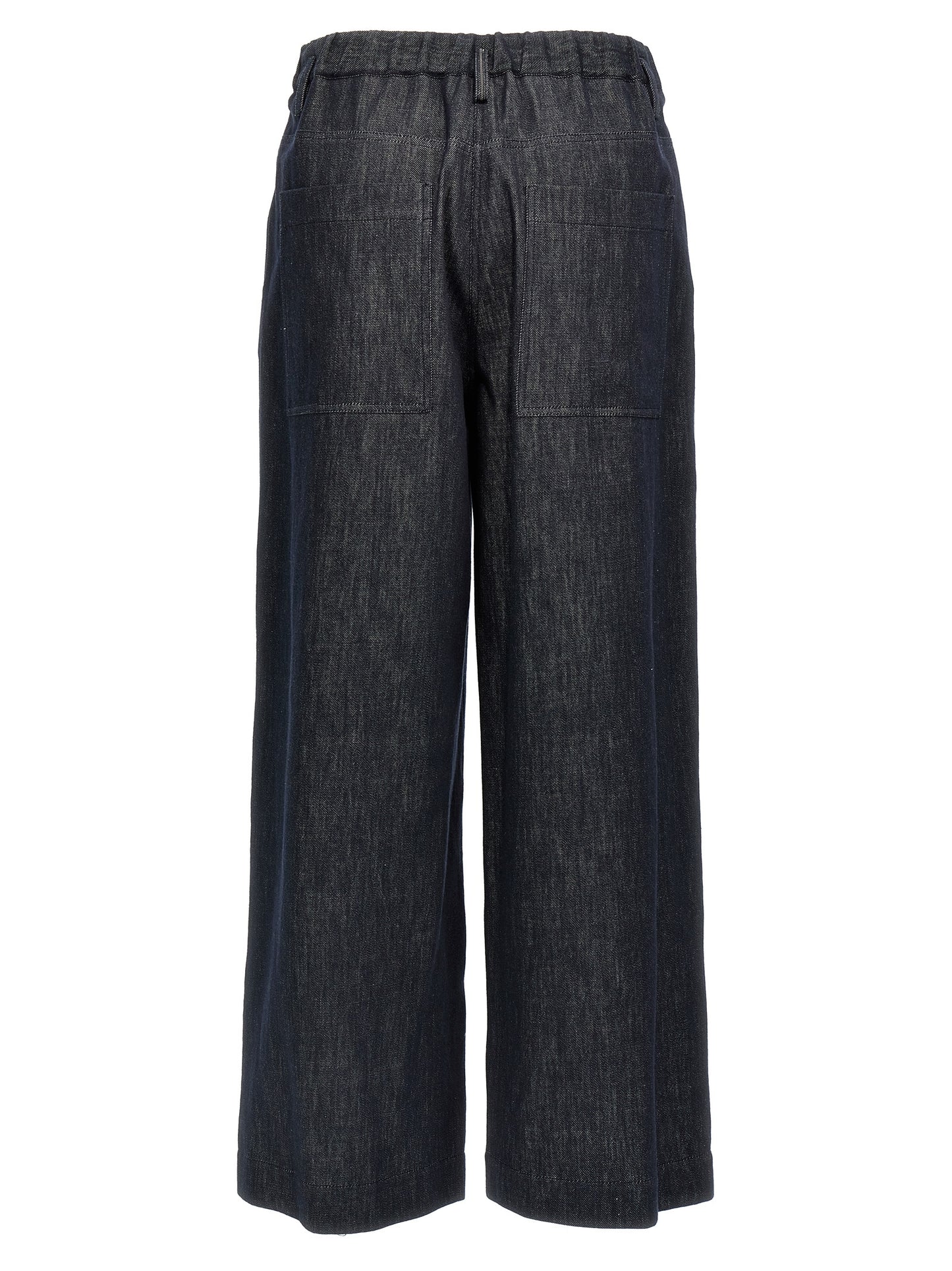 Blue Cotton Casual Pants