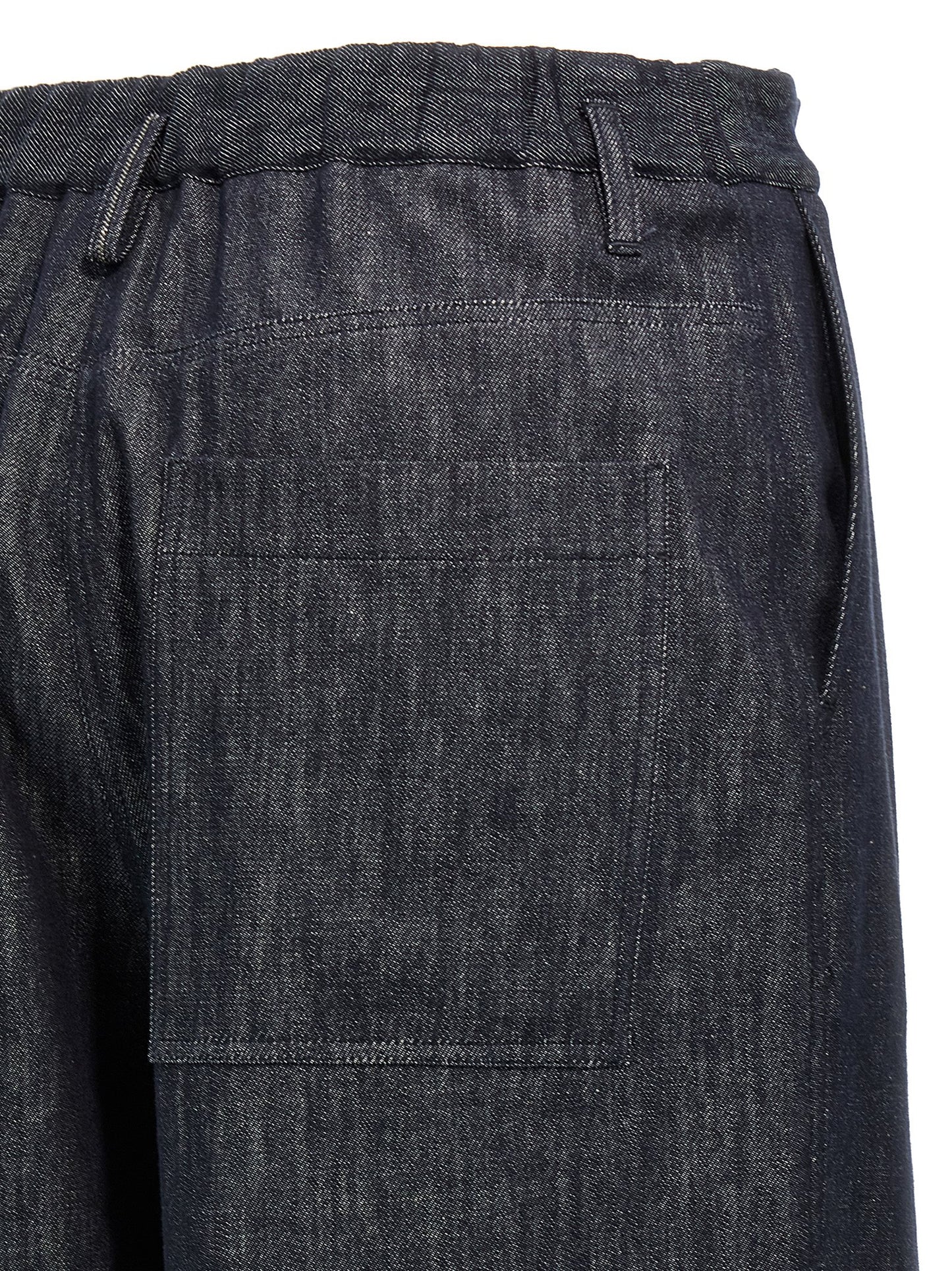 Blue Cotton Casual Pants