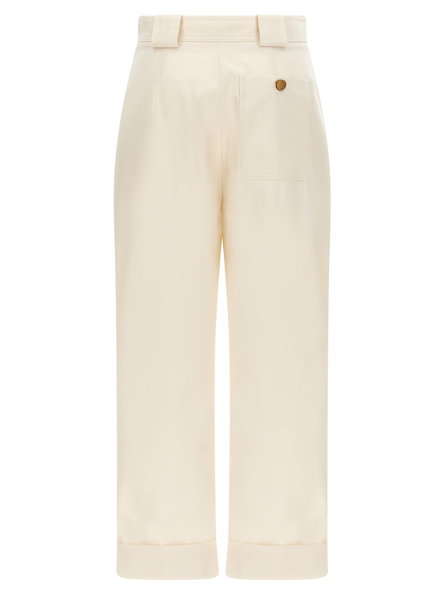 White Cotton Casual Pants