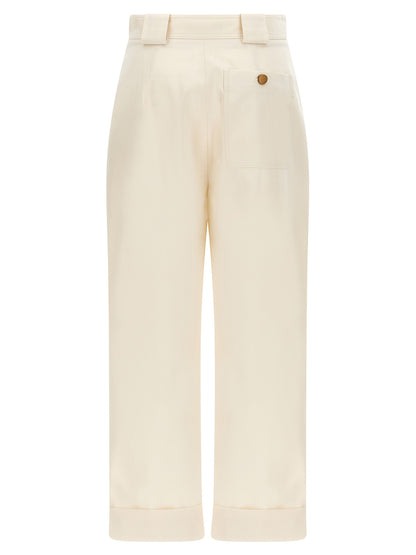 White Cotton Casual Pants