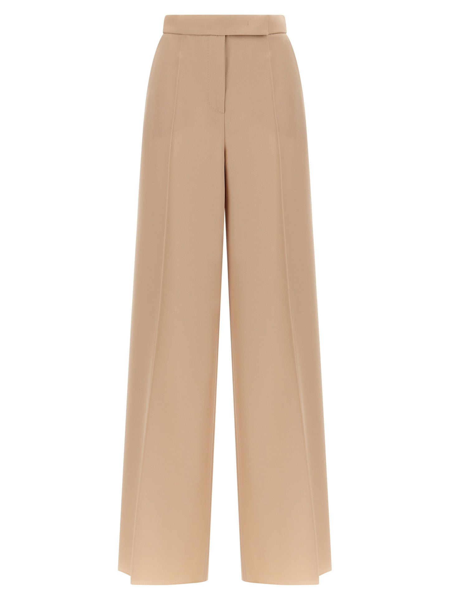 Beige Virgin Wool Casual Pants