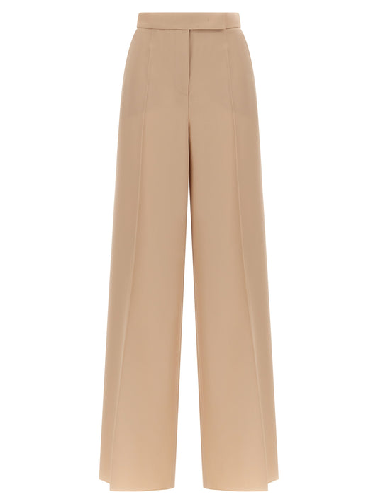 Beige Virgin Wool Casual Pants