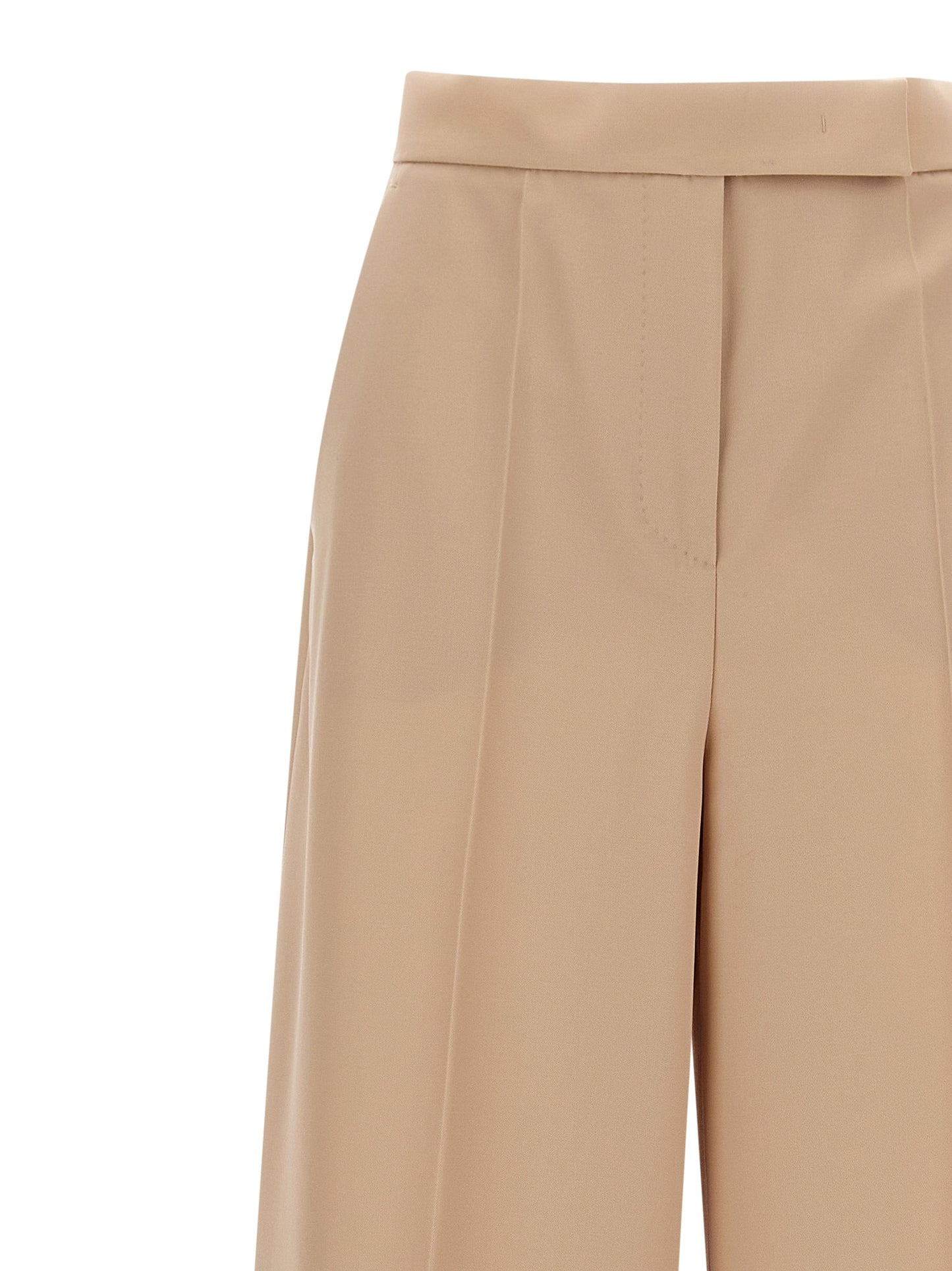 Beige Virgin Wool Casual Pants