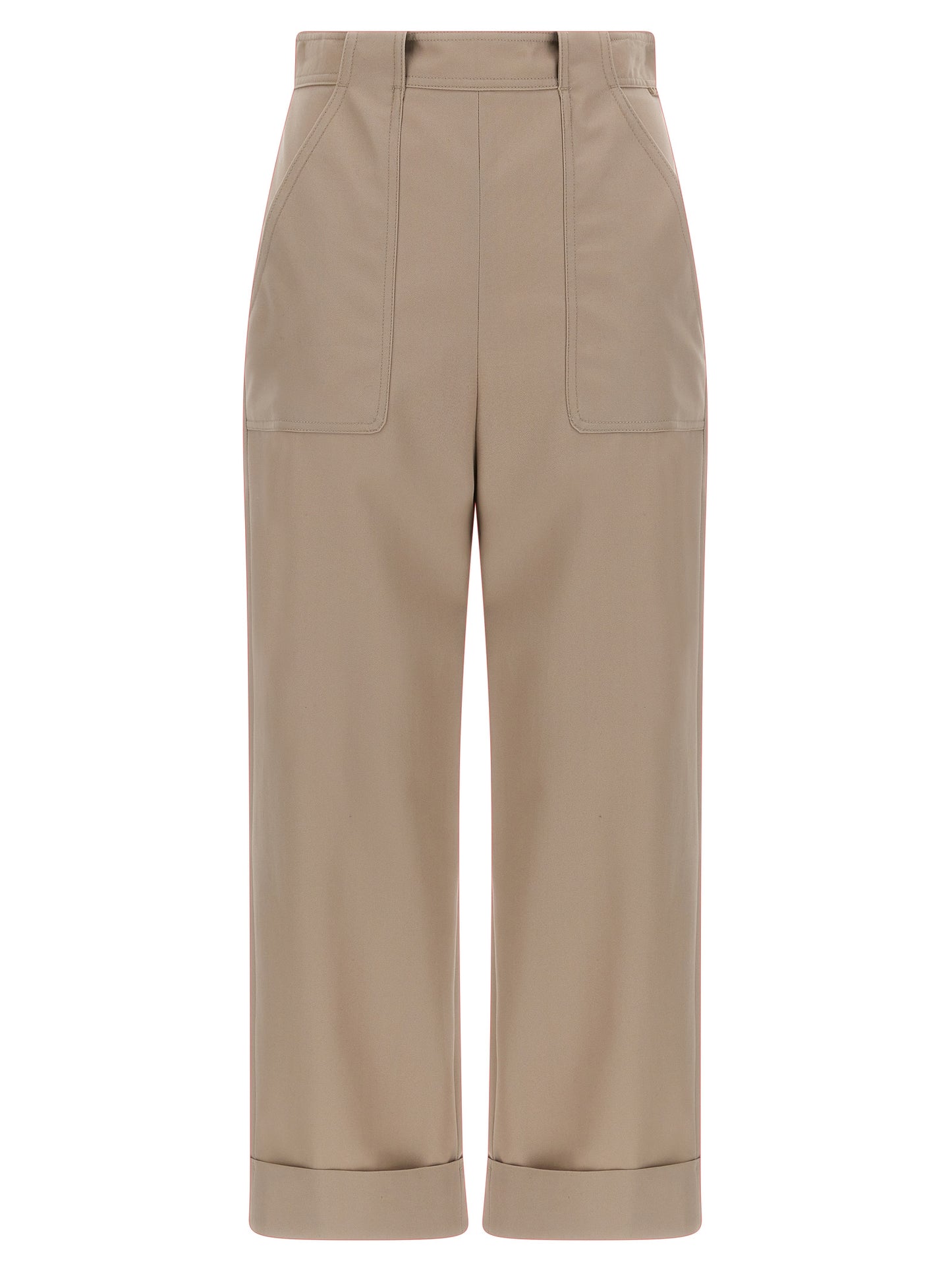 Beige Cotton Casual Pants