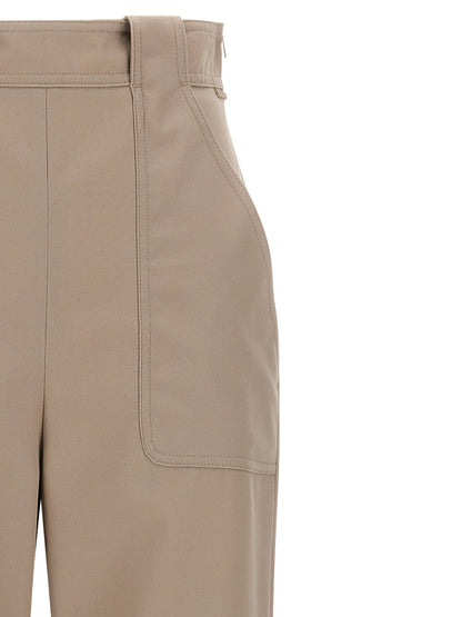 Beige Cotton Casual Pants