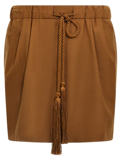 Brown Virgin Wool Long Skirt
