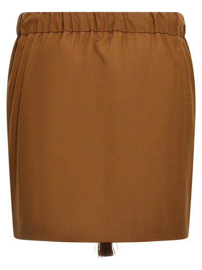 Brown Virgin Wool Long Skirt