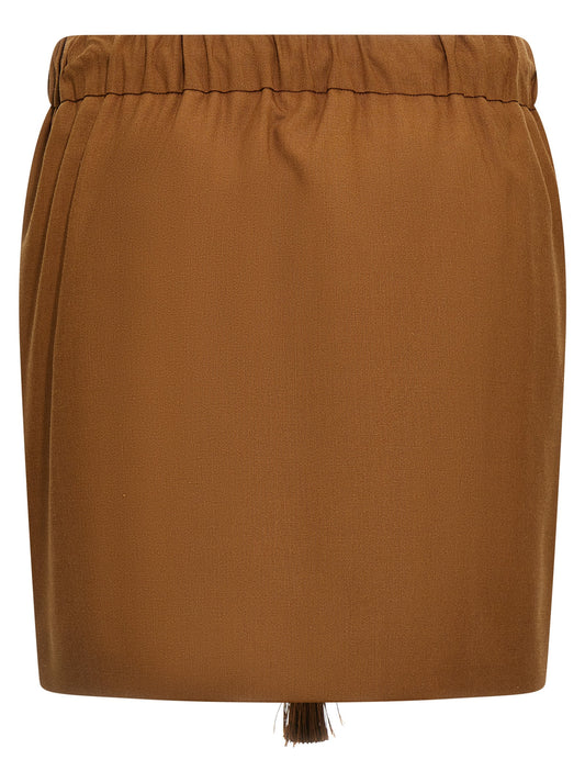 Brown Virgin Wool Long Skirt