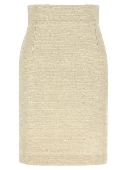 Beige Cotton Midi Skirt