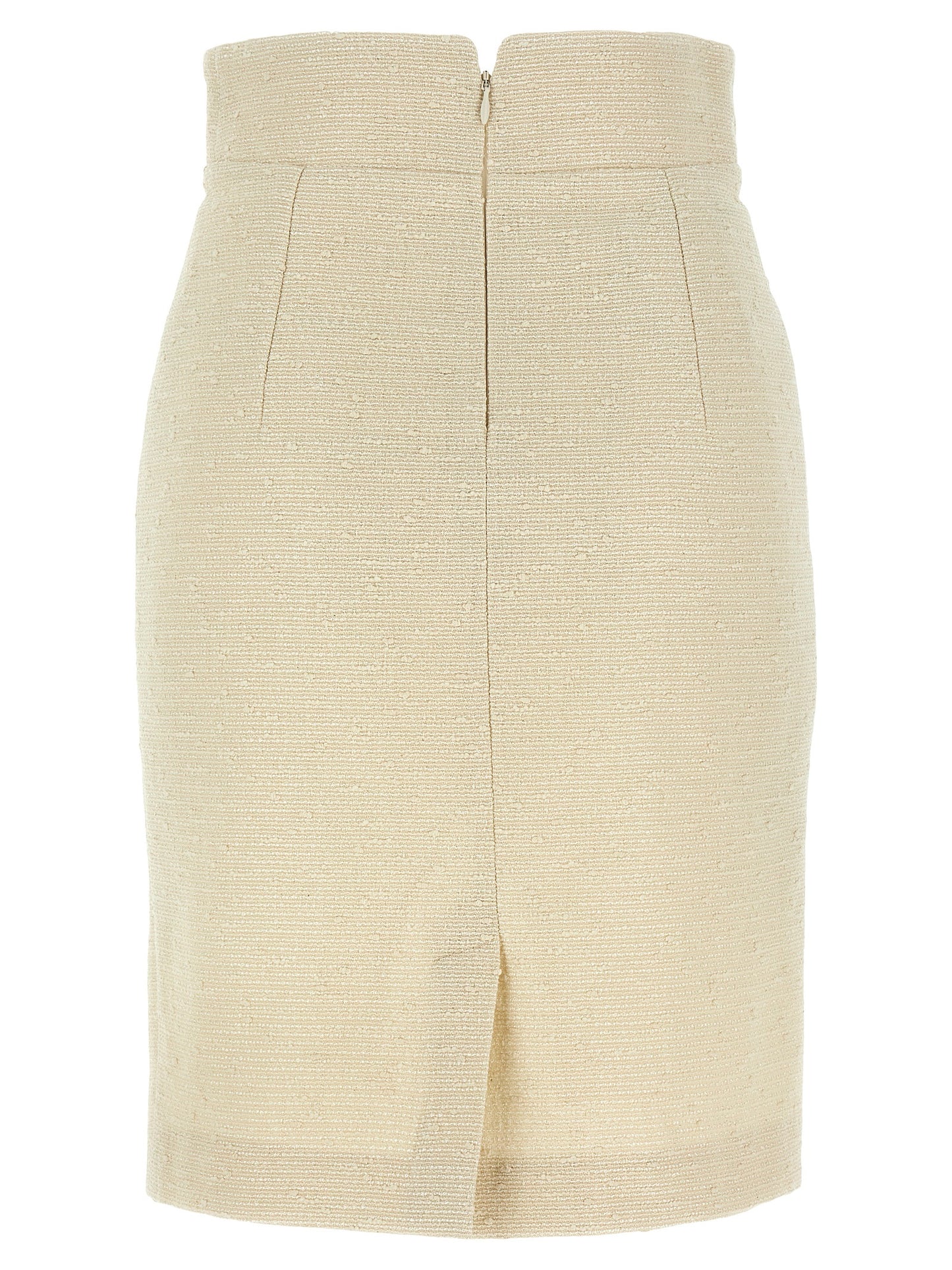 Beige Cotton Midi Skirt