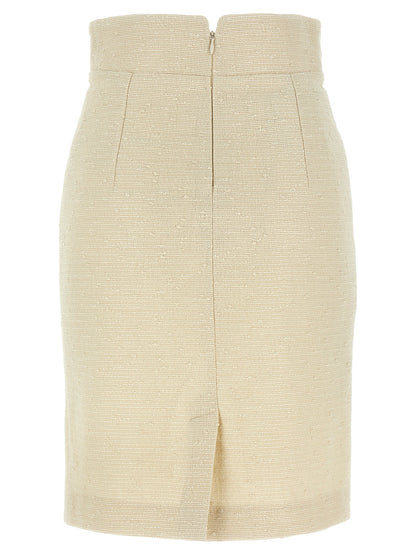Beige Cotton Midi Skirt