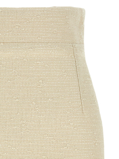 Beige Cotton Midi Skirt