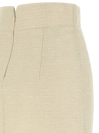 Beige Cotton Midi Skirt