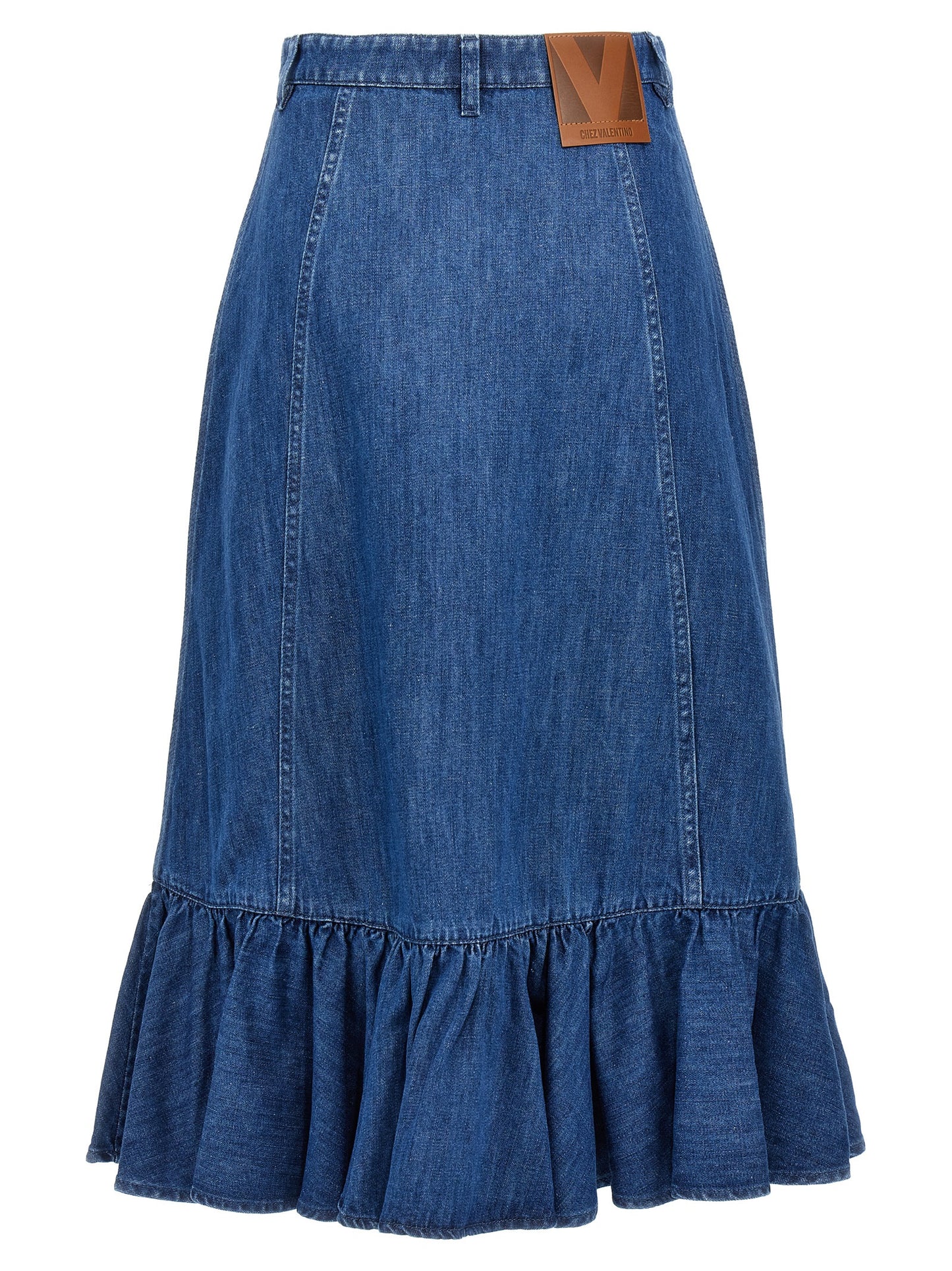 Blue Cotton Midi Skirt