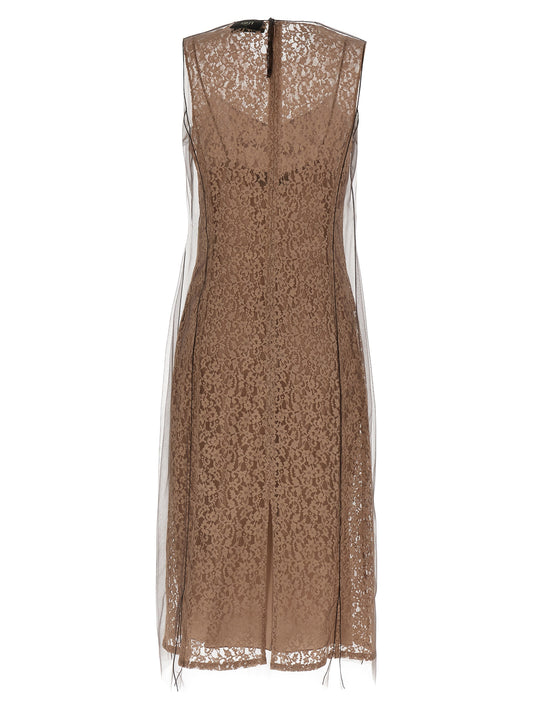 Beige Cotton Midi Dress