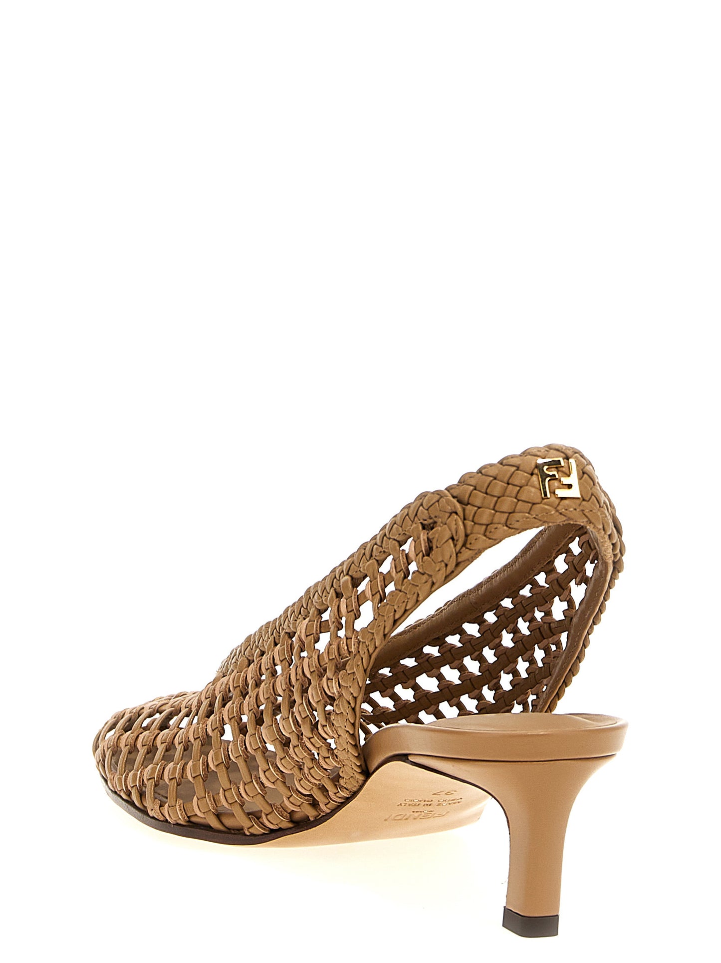 Brown Calfskin Mid Heel Pumps