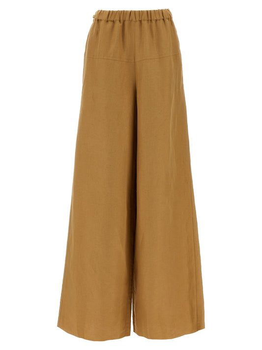 Brown Flax Casual Pants