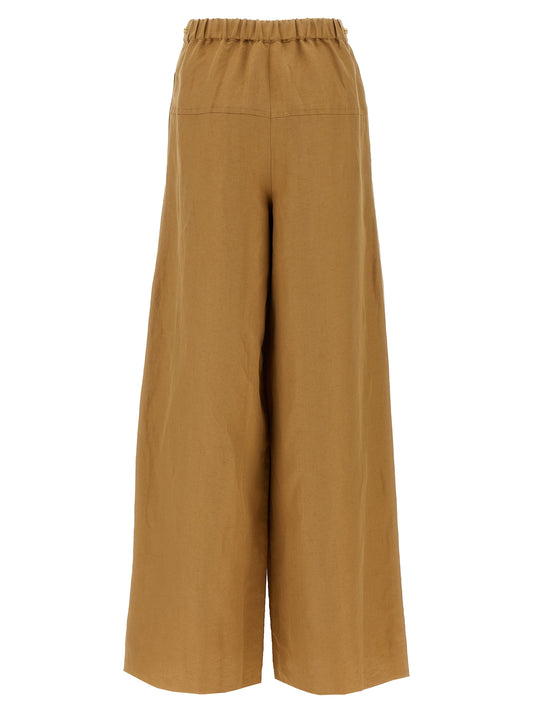 Brown Flax Casual Pants