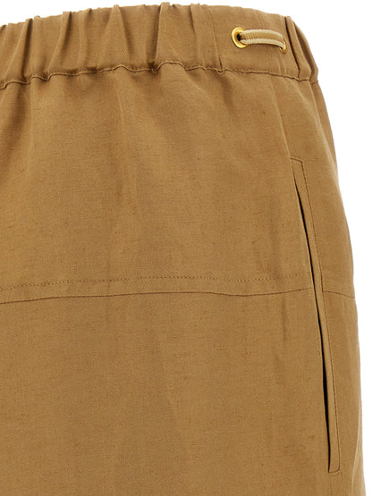 Brown Flax Casual Pants