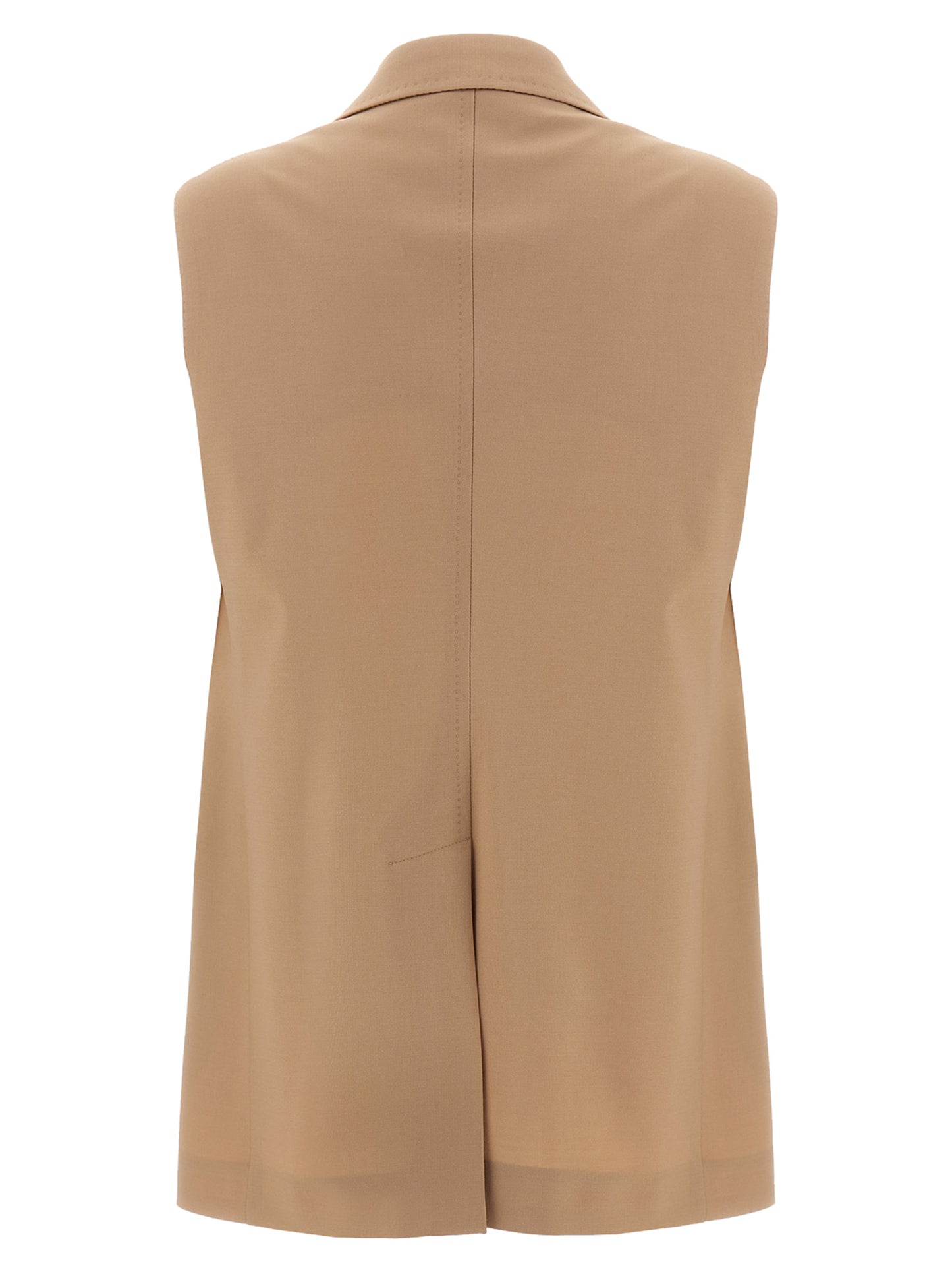 Beige Virgin Wool Sleeveless Jacket