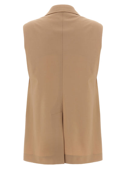 Beige Virgin Wool Sleeveless Jacket