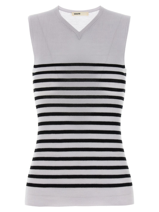 Bicolor Wool Sleeveles T-Shirt