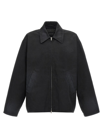 Black Cotton Full-Length Jacket