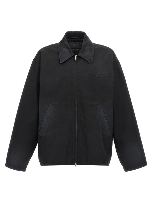 Black Cotton Full-Length Jacket