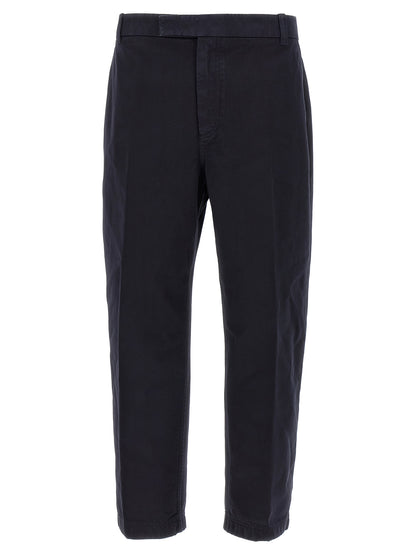 Blue Cotton Casual Pants