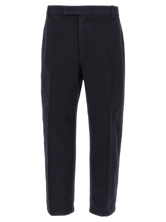 Blue Cotton Casual Pants