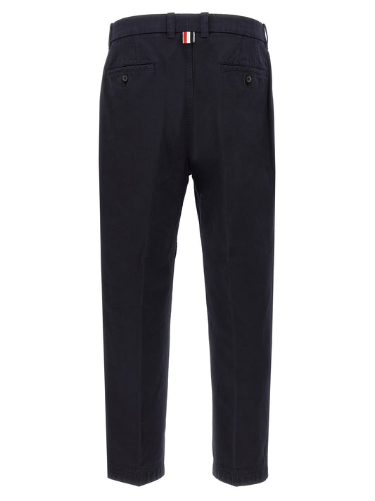 Blue Cotton Casual Pants