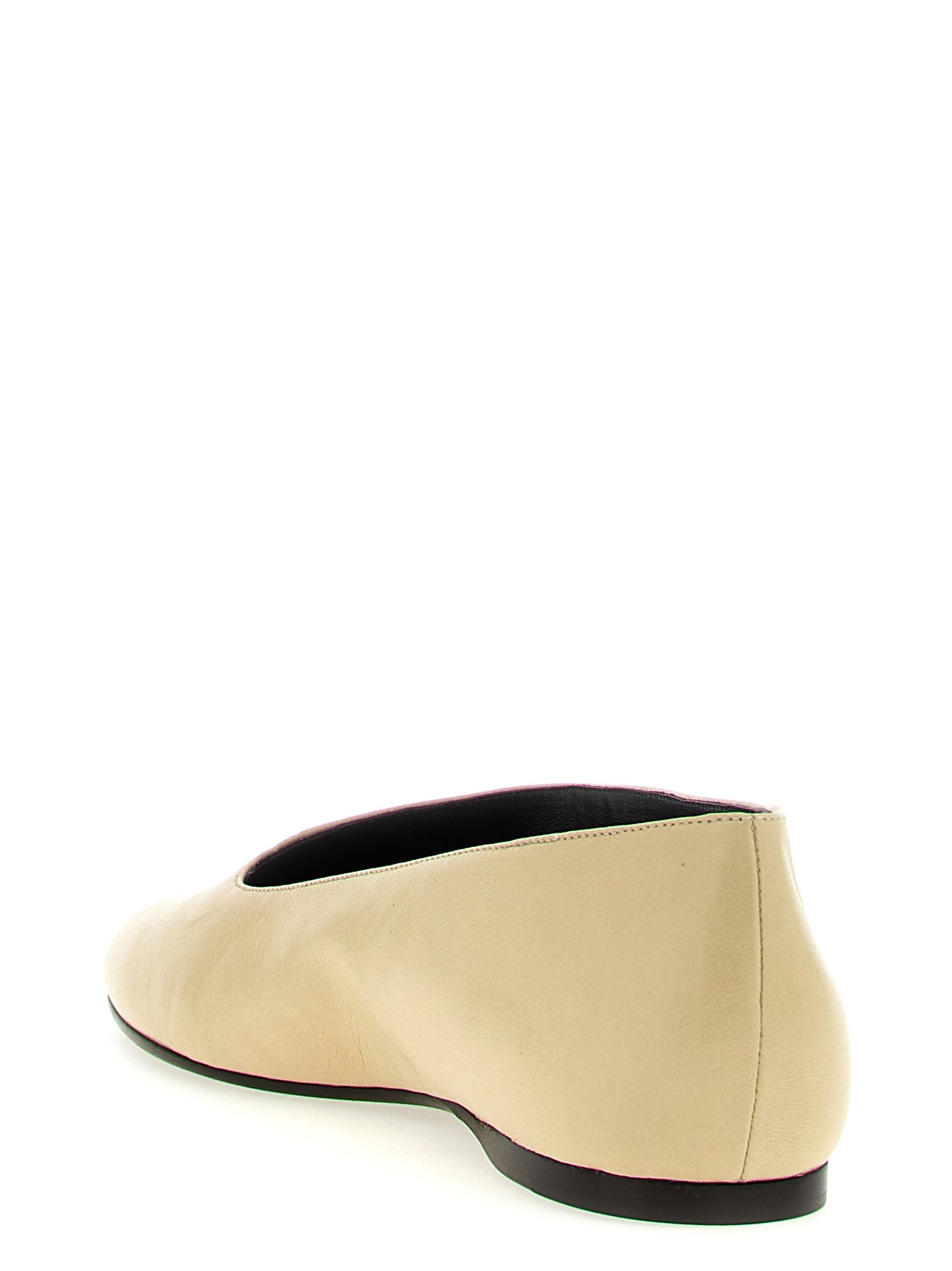 Beige Lamb Leather Ballet Flats
