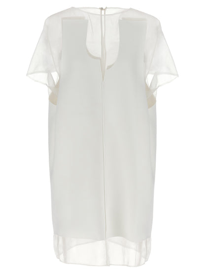 White Polyester Short Dress