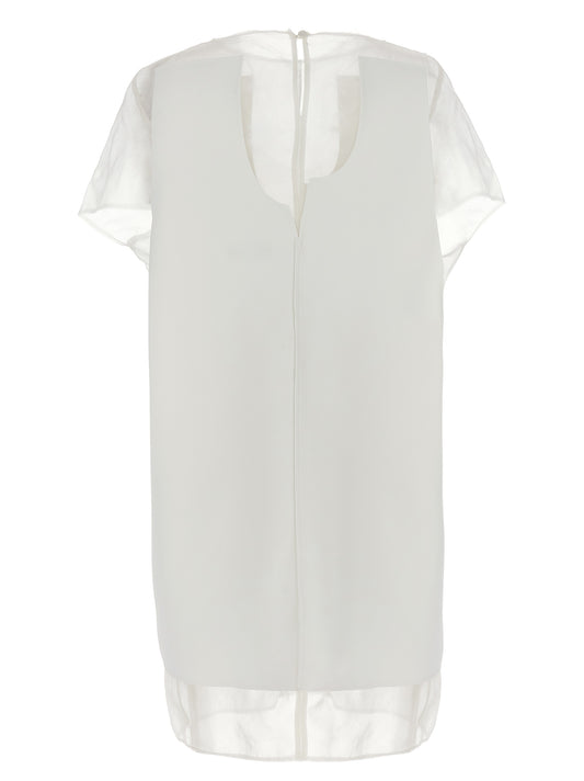 White Polyester Short Dress