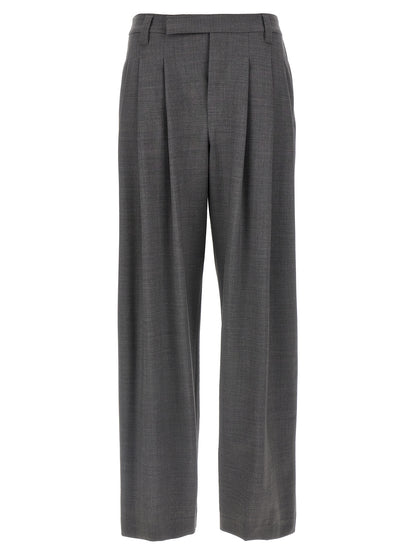 Gray Virgin Wool Casual Pants