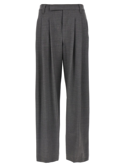 Gray Virgin Wool Casual Pants