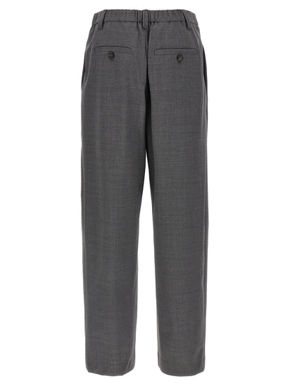 Gray Virgin Wool Casual Pants