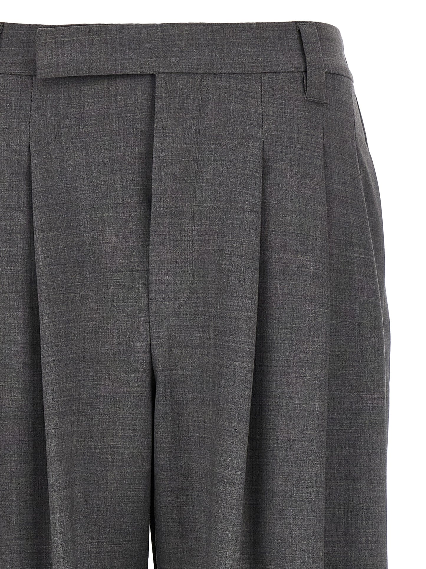 Gray Virgin Wool Casual Pants