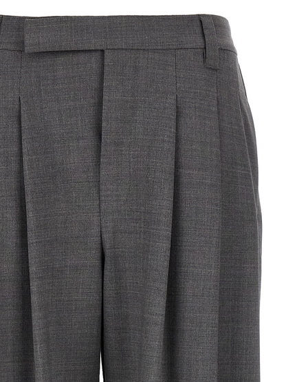 Gray Virgin Wool Casual Pants