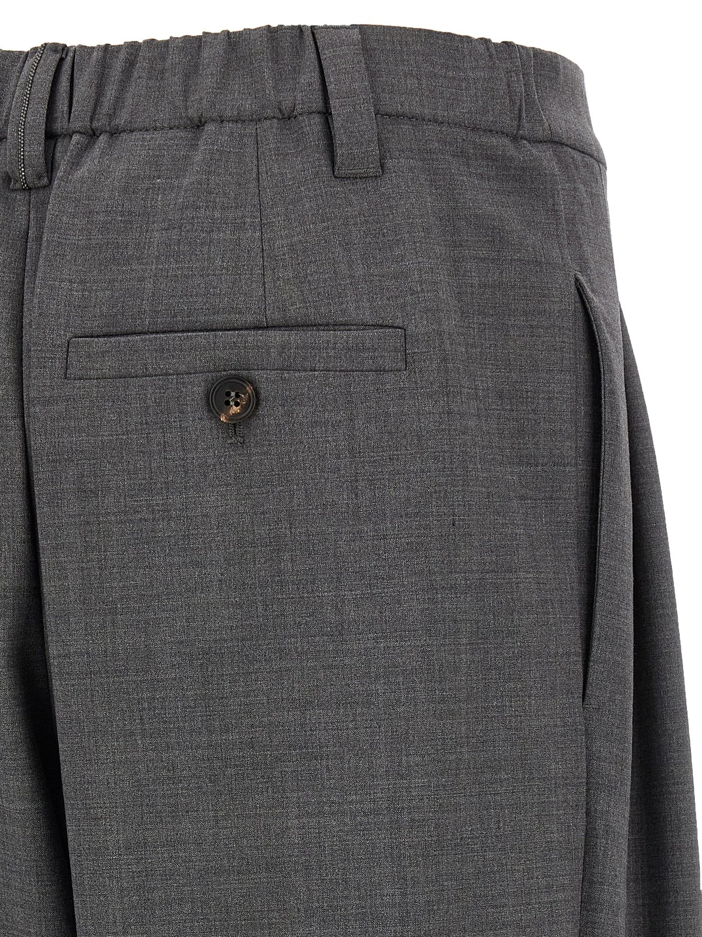 Gray Virgin Wool Casual Pants