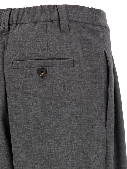 Gray Virgin Wool Casual Pants