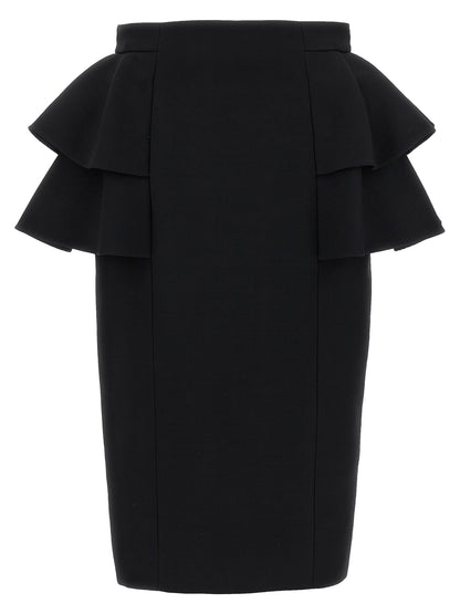 Black Virgin Wool Midi Skirt