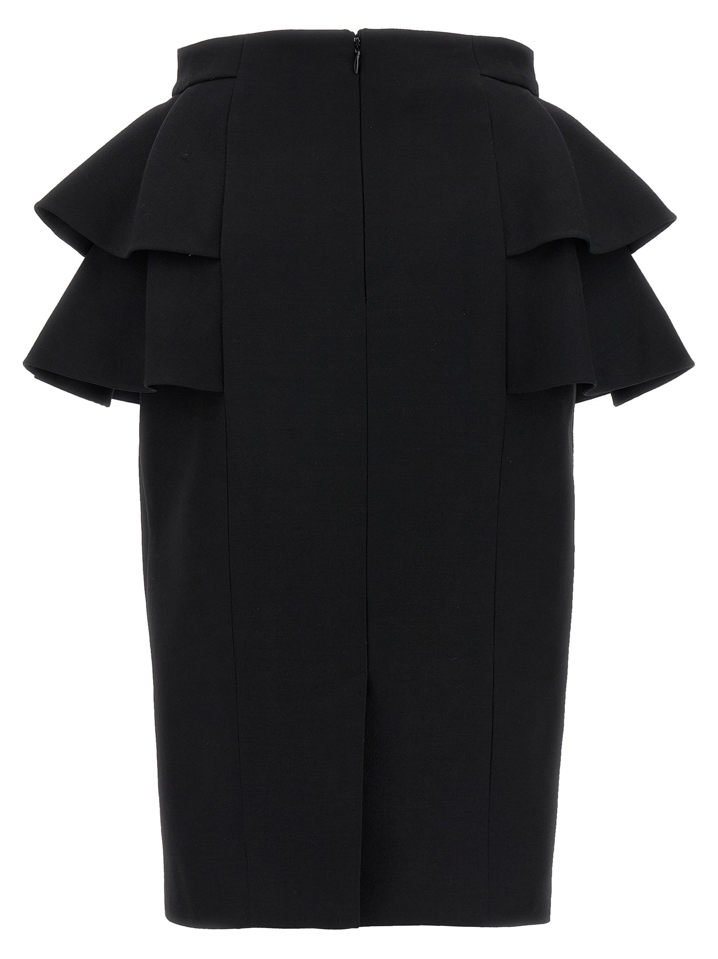 Black Virgin Wool Midi Skirt