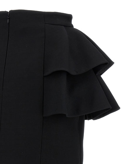 Black Virgin Wool Midi Skirt