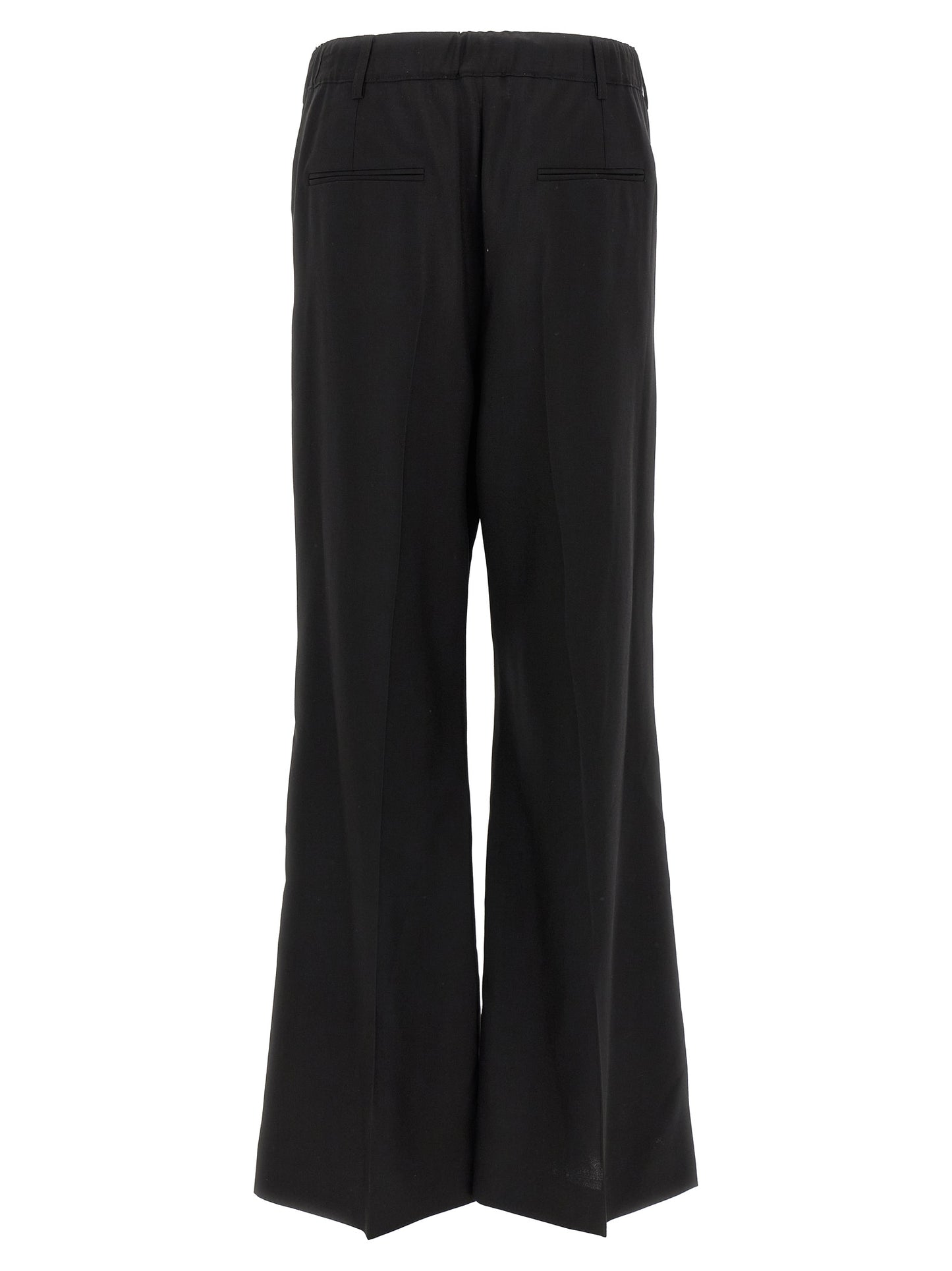 Black Virgin Wool Casual Pants