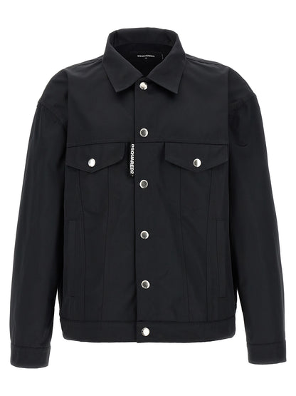 Black Polyester Full-Length Jacket