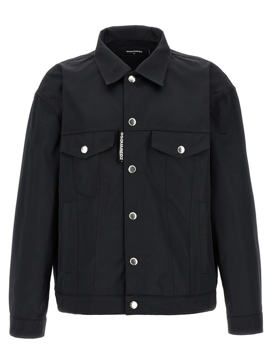 Black Polyester Full-Length Jacket