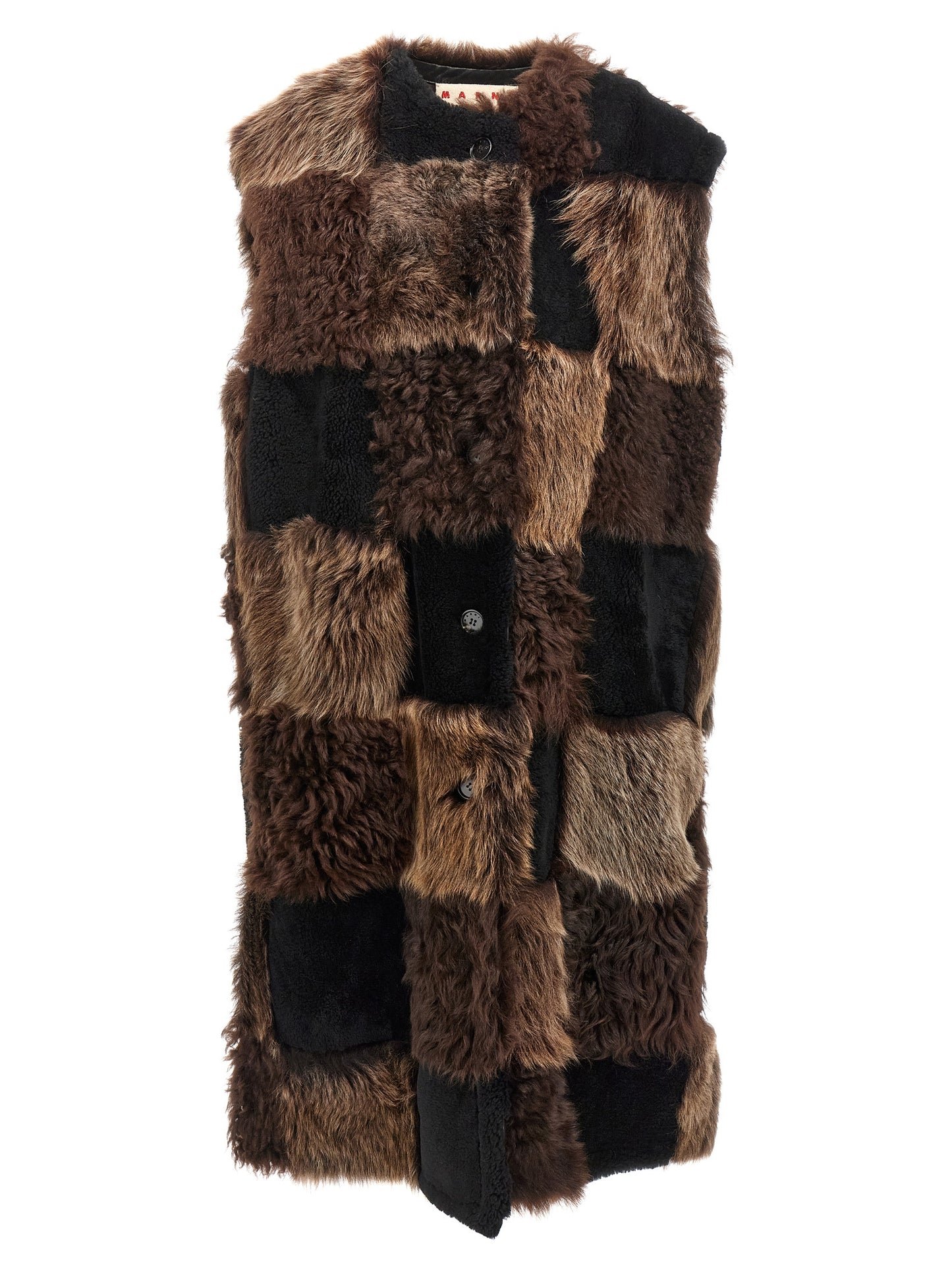 Brown Lamb Fur Sleeveless Jacket